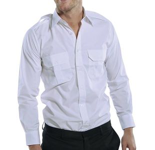 Beeswift Pilot Long Sleeve Shirt White 15 PSLSW15