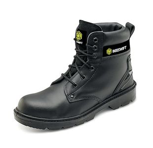 Beeswift Click Smooth 6 Inch Leather Boots 1Pr Dual Density PU Steel Toe Cap Black 13 CF2BL13