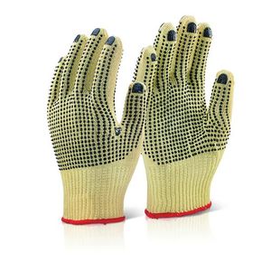 Beeswift Reinforced Mediumweight Dotted Gloves 1Pr Yellow 8 KGMWD08