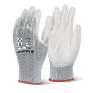 Beeswift PU Coated Gloves White S PUGWS