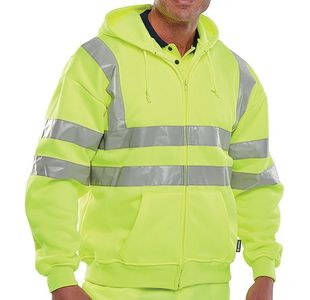 Beeswift Zip Up Hooded High Visibility Sweatshirt Saturn Yellow M BSHSSENSYM