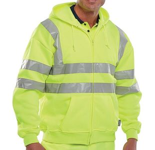 Beeswift Zip Up Hooded High Visibility Sweatshirt Saturn Yellow 2XL BSHSSENSY2XL