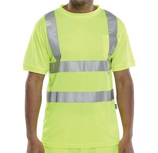 Beeswift Crew Neck High Visibility T-Shirt Saturn Yellow 2XL BSCNTSENSY2XL