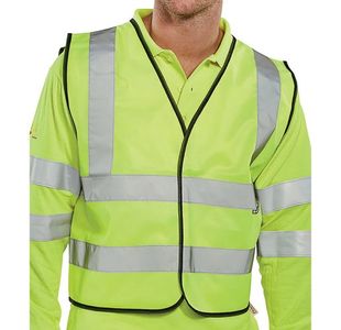 Beeswift High Visibility Short Length Waistcoat App G Saturn Yellow L WCENGSHL