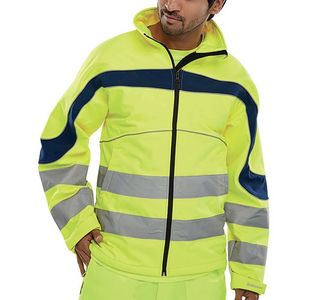 Beeswift Eton High Visibility Soft Shell Jacket Saturn Yellow/Navy Blue 2XL ET40SY2XL