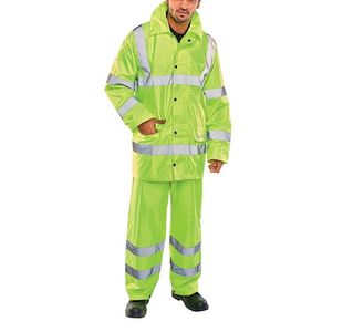 Beeswift Lightweight EN471 EN343 Jacket/Trouser Suit Saturn Yellow 3XL TS8SY3XL