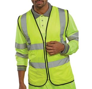 Beeswift High Visibility Waistcoat Zip Fastened Saturn Yellow 4XL WCENGSYZ4XL