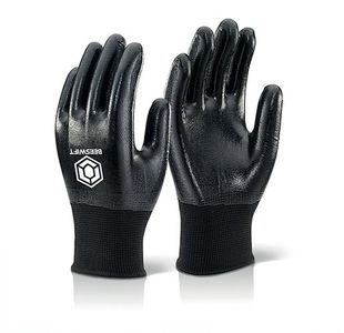 Beeswift Nitrile Fully Coated Polyester Gloves Black L NDGFCBLL