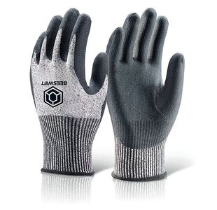Beeswift Microfoam Nitrile Cut 3 Gloves Black S KS3S