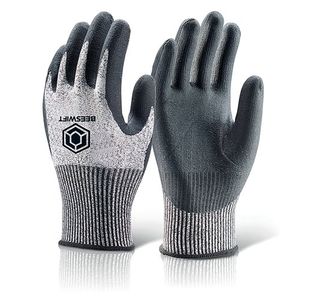 Beeswift Microfoam Nitrile Cut 3 Gloves Black XL KS3XL