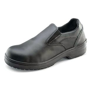Beeswift Ladies Dual Density PU S1 Slip On Shoe 1Pr Black 5 CF12BL05