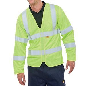 Beeswift Fire Retardant High Visibility Long Sleeve Jerkin Saturn Yellow S CFRPKJSYS