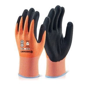 Beeswift Kutstop Microfoam Nitrile Gloves Cut Level 3 Amber S KS13S