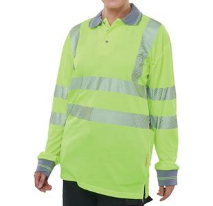 Beeswift High Visibility Executive Long Sleeve Polo Shirt Saturn Yellow XL BPKEXECLSSYXL