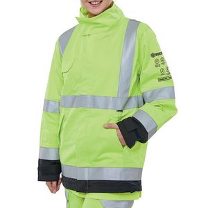 Beeswift Two Tone ARC Woven Hi Vis Jacket Fire Retardant Saturn Yellow/Navy Blue S CARC925SYNS