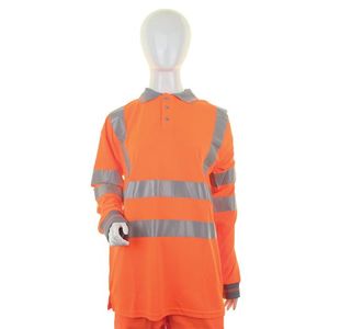Beeswift Ladies High Visibility Long Sleeve Polo Shirt Orange XS LPK28ORXS