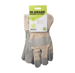 Beeswift Canadian Leather Rigger Gloves 1Pr Grey One Size BS040