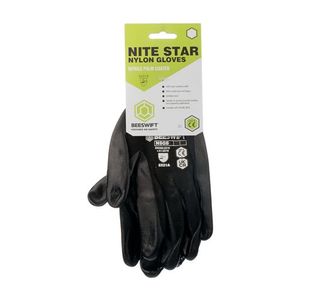 Beeswift Nite Star Nylon Gloves 1Pr Black Large BS053L
