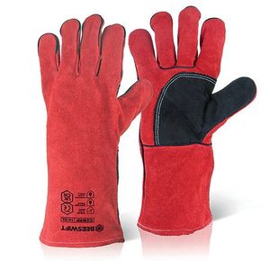 Beeswift Welders Gauntlet with Reinforced Palm 14 Inch Red (Pack of 10) C2WRPN