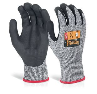 Beeswift Glovezilla Nitrile Palm Coated Gloves 1Pr Grey S GZ01GYS
