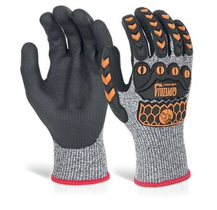 Beeswift Glovezilla Nitrile Palm Coated Gloves PVC back of Hand Protection 1Pr Grey 2XL GZ04GY2XL