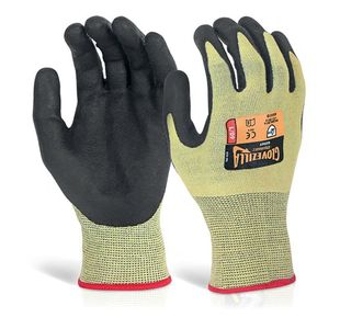 Beeswift Glovezilla Nitrile Palm Coated Gloves 1Pr Yellow S GZ06YS
