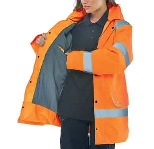 Beeswift Fleece Lined High Visibility Traffic Jacket Orange 4XL CTJFLOR4XL
