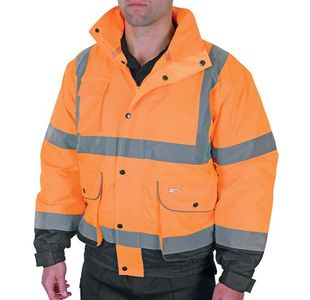 Beeswift Two Tone High Visibility Constructor Bomber Jacket Orange/Navy Blue 2XL CBJTTORN2XL