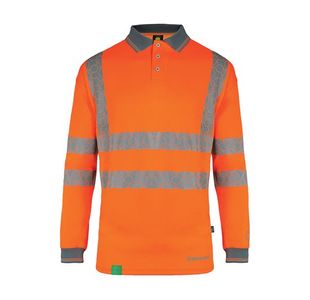 Beeswift Envirowear High Visibility Long Sleeve Polo Shirt Orange 3XL EWCPKLSOR3XL