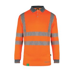 Beeswift Envirowear High Visibility Long Sleeve Polo Shirt Orange 5XL EWCPKLSOR5xL