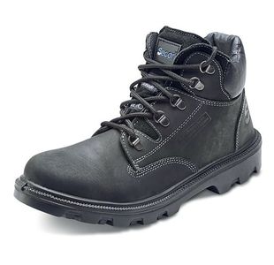 Beeswift Sherpa Dual Density PU Rubber S3 Leather Upper Mid Cut Boots 1Pr Black 12 SCBBL12