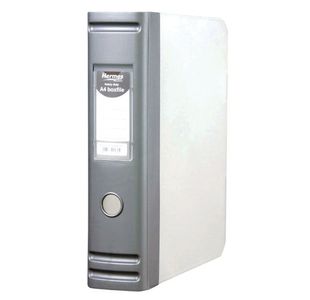 Hermes Heavy Duty 80mm 2D-Ring Polypropylene Box File A4 Silver 8.BA4.006
