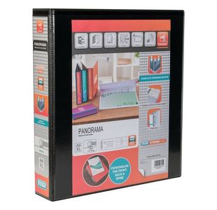 Elba Panorama 40mm 4 D-Ring Presentation Binder A4 Black (6 Pack) 400008417