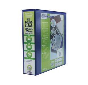Elba Panorama 50mm 4 D-Ring Presentation Binder A4 Blue (Pack of 4) 400008431
