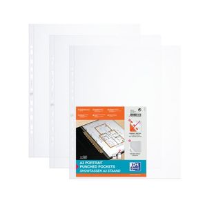 Oxford Punched Pocket A3 Portrait Polypropylene Clear 4x25 (Pack of 100) 400005480