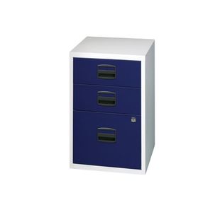 Bisley 3 Drawer Home Filing Cabinet 413x400x672mm Grey/Blue PFA3-8748