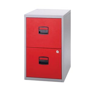 Bisley 2 Drawer Home Filing Cabinet A4 413x400x672mm Grey/Red PFA2-8794