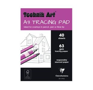 Clairefontaine Technik Art Tracing Pad 63gsm A3 40 Sheets XPT3