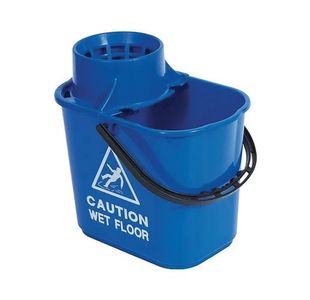 2Work Plastic Mop Bucket With Wringer 15 Litre Blue CNT00660