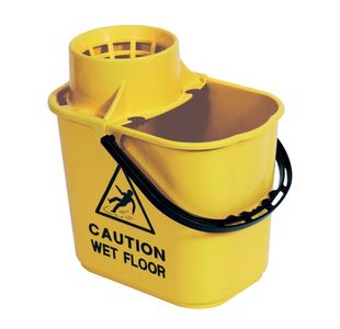 2Work Plastic Mop Bucket With Wringer 15 Litre Yellow CNT00691