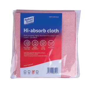 Robert Scott Hi-Absorb Microfibre Cloth Red (5 Pack) 103986RED