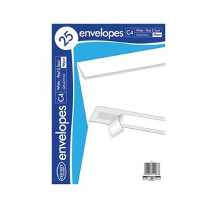 County Stationery C4 Peel and Seal Envelopes White x25 (Pack of 20) C509