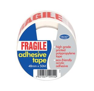 County Stationery Fragile Tape 48mmx50m (Pack of 6) C420
