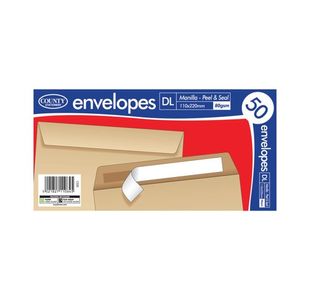 County Stationery DL Manilla Peel and Seal Envelopes x50 (Pack of 20) C520