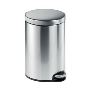Durable Stainless Steel Pedal Bin Round 12 Litre Silver 340123