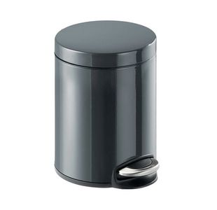 Durable Powder Coated Metal Pedal Bin Round 5 Litre Charcoal 341058