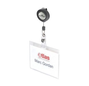 Durable Badge Reel Name Tag ID Card Holders + Inserts 60x90mm (Pack of 10) 8138/19