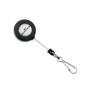 Durable Secure Retractable Clip Badge Reel for ID Cards and Keys Black (Pack of 10) 8221/58