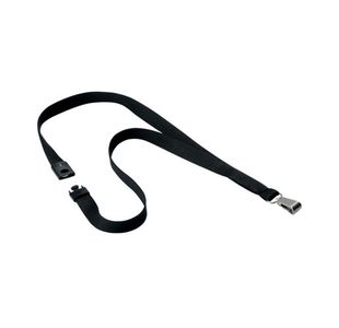 Durable Textile Lanyard With Metal Carabiner 15mm Wide Black (Pack of 10) 812701