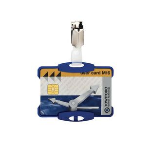 Durable Card Holder with Clip 54x87mm Blue (Pack of 25) 8118/06